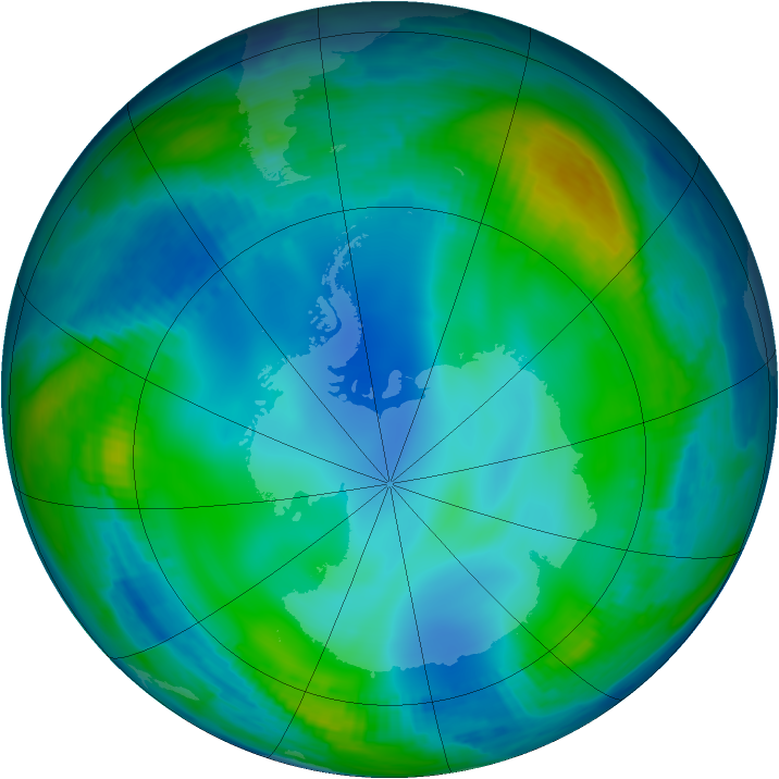 Antarctic ozone map for 08 July 1997